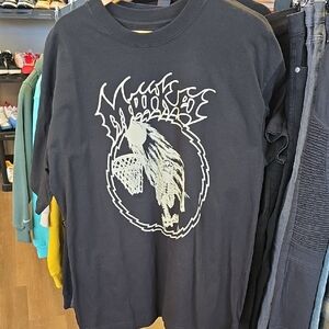 Arket Black Tee with Vibrant Yellow Tag